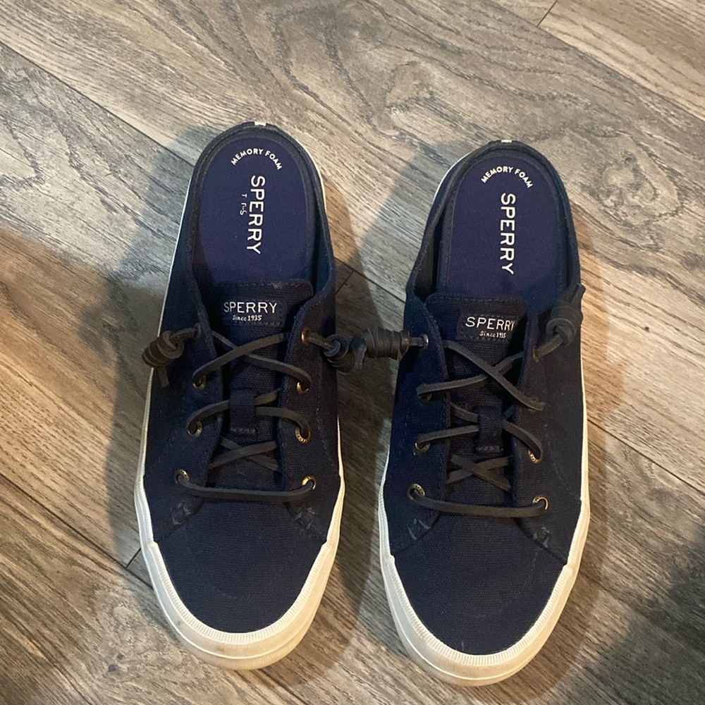 Blue Sperry slides